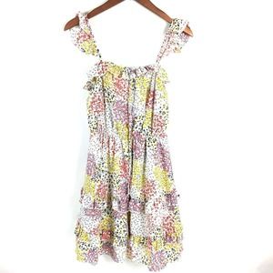 Saints Hearts Womens Dress Small Floral Sleeveless Chiffon Ruffle Lined